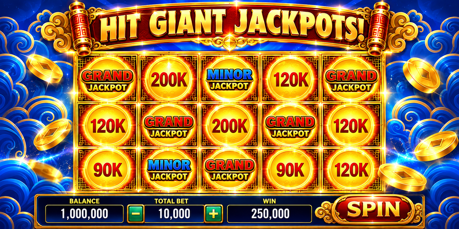 Golden Dragon jackpot board with prize tiles