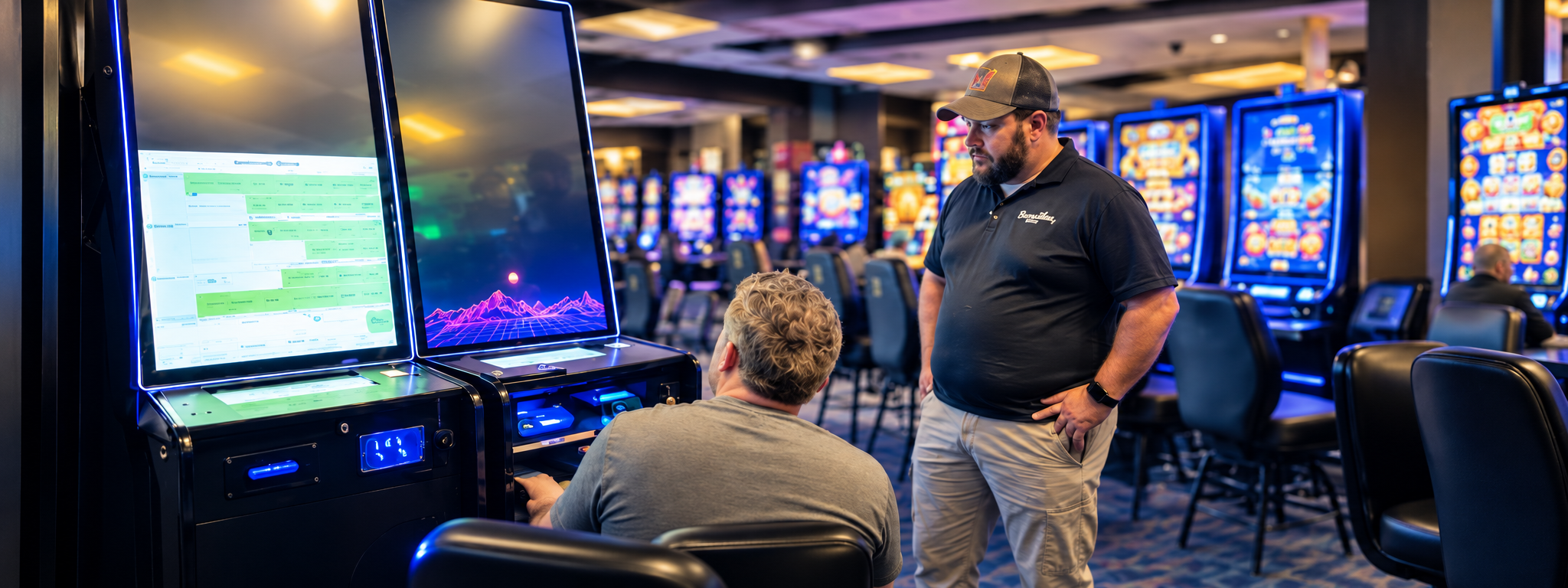 Barracuda Wahoo Gaming technicians installing and supporting gaming equipment